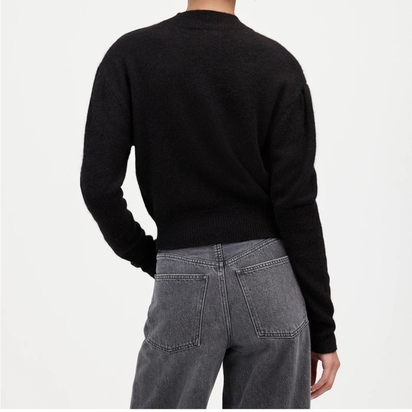 Alpaca-Blend Mockneck Puff Sleeve Sweater in True‎ Black size XXS NWT NT581 - Picture 3 of 13